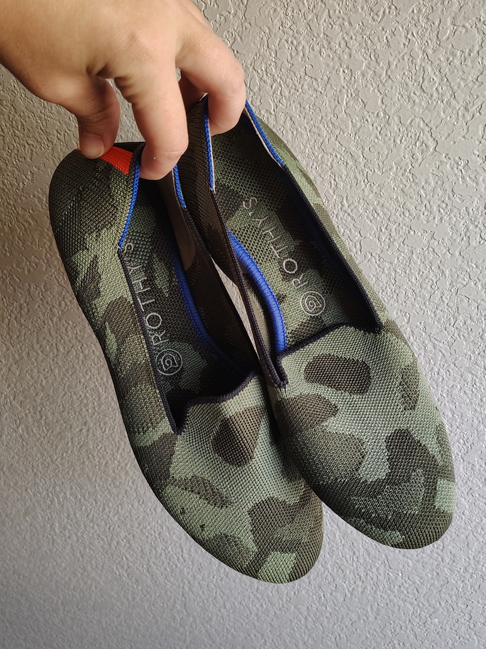 Rothy's The Flat Women's 9 Taupe Camo Orange Stripe Knit Flats Retired